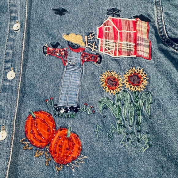 Vintage Speed Limit Denim Shirt Farm Embroidery Countrycore Western L Fall - Picture 3 of 9